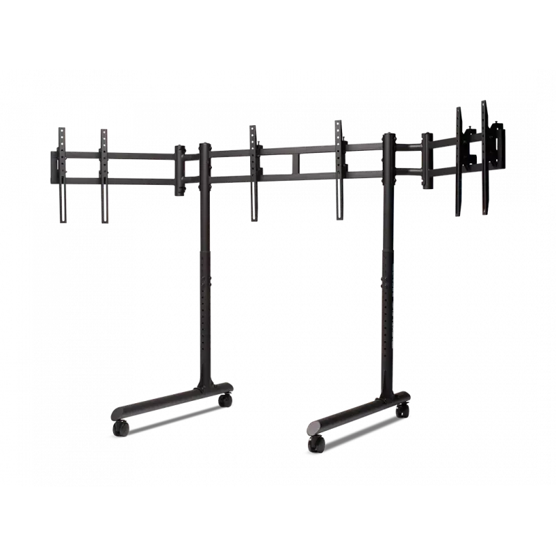 Next Level Racing Bodenständer Freistehender Einzelmonitorständer mit Rundrohr für bis zu 3x43 Zoll Höhenverstellung Neigung Max. Tragfähigkeit 50 kg Schwarz