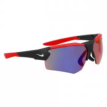 NIKE Herren Sport-Rechteck-Sonnenbrille NKEV24037-12 - Schwarzer Rahmen, graue Gläser, 71 mm Glasbreite