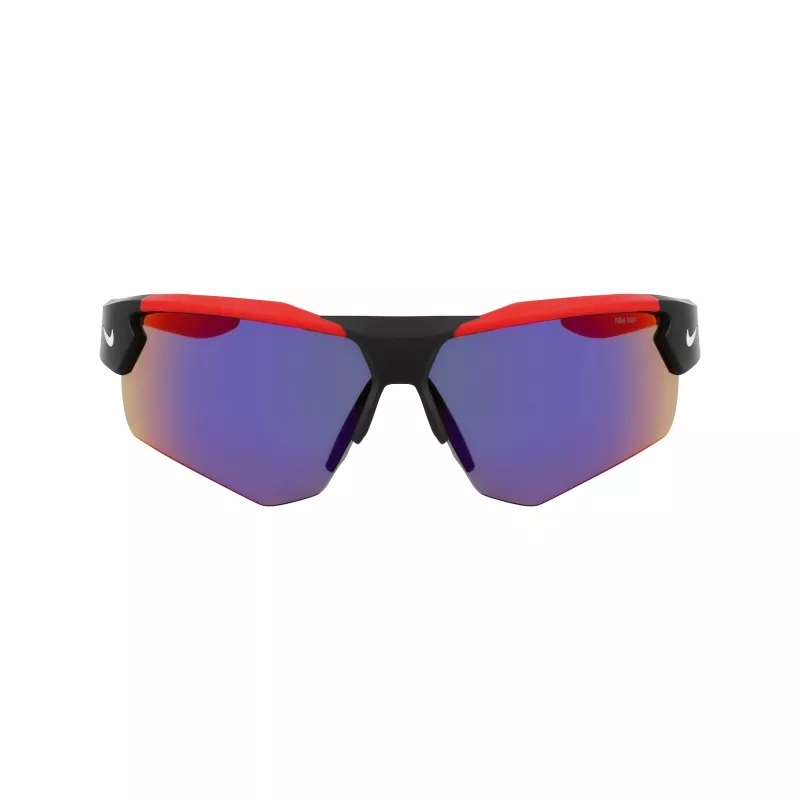NIKE Herren Sport-Rechteck-Sonnenbrille NKEV24037-12 - Schwarzer Rahmen, graue Gläser, 71 mm Glasbreite