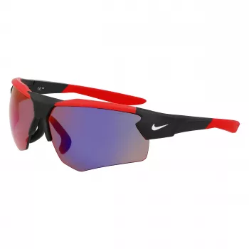 NIKE Herren Sport-Rechteck-Sonnenbrille NKEV24037-12 - Schwarzer Rahmen, graue Gläser, 71 mm Glasbreite