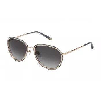 NINA RICCI Damen Katzenaugen-Sonnenbrille SNR057570361 - Schwarzer Acetatrahmen, graue Gradientengläser