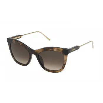 NINA RICCI Damen-Sonnenbrille SNR300520GGU - Brown Havana, Gradient Graue Gläser, 52 mm