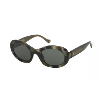NINA RICCI Damen-Sonnenbrille SNR321520P66 Havana Braun Acetat-Gestell Verlaufsgraue Gläser 52mm