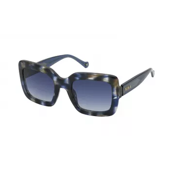 NINA RICCI Damen-Sonnenbrille SNR322530811 Havana Acetat Braune Gläser 53/23/140 mm