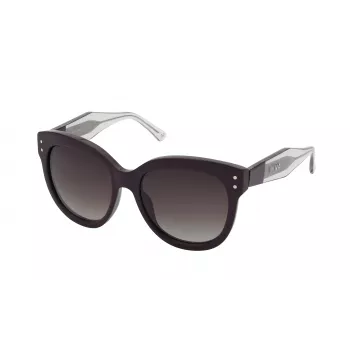 NINA RICCI Damen-Sonnenbrille SNR3245501CK - Schwarzer Acetatrahmen, graue Polycarbonatgläser, 55/18/140 mm