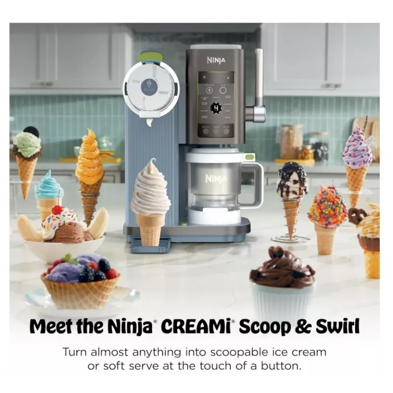 Ninja Creami Scoop & Swirl 13-in-1 Eis- und Slush-Maschine 0,48 l Blau EU NC702EU