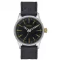 NIXON A377-2222-00 Herrenuhr 38mm Edelstahl mit schwarzem Zifferblatt und Sattellederband