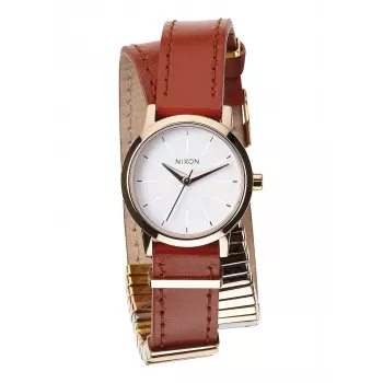 NIXON Damenuhr A403-1749-00 26mm Roségold-Ton Edelstahl und Taupe Leder
