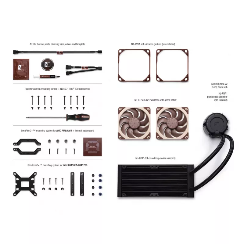 Noctua NL-LC1-24 Low-Profile CPU Air Cooler für AMD AM4 (Ryzen) - Schwarz/Braun
