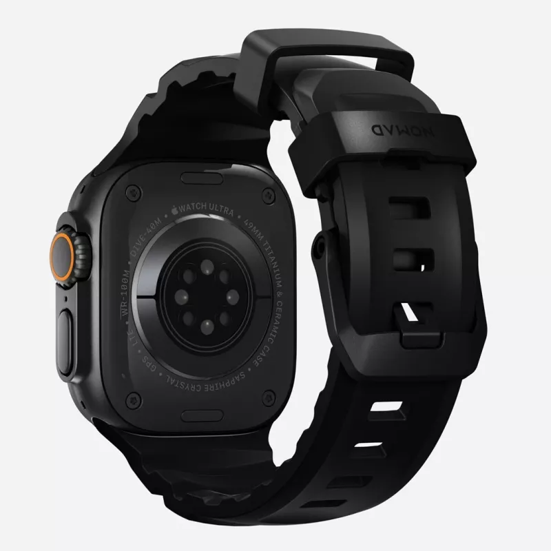 NOMAD Rocky Point Band für Apple Watch 46mm/49mm mit FKM und Titan (Carbon Black, Black Hardware)