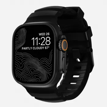 NOMAD Rocky Point Band für Apple Watch 46mm/49mm mit FKM und Titan (Carbon Black, Black Hardware)