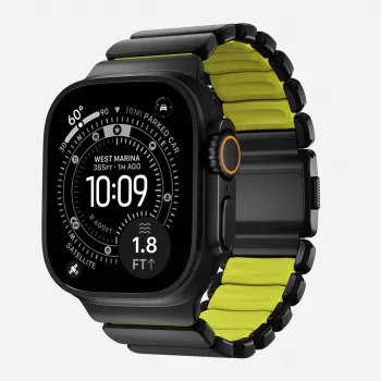 NOMAD Stratos Band - Titanarmband für Apple Watch 49mm mit FKM (Black Titanium, Volt FKM)