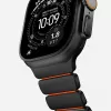 NOMAD Stratos Band - Titanarmband für Apple Watch 49mm mit FKM (Black Titanium, Ultra Orange FKM)
