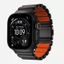 NOMAD Stratos Band - Titanarmband für Apple Watch 49mm mit FKM (Black Titanium, Ultra Orange FKM)