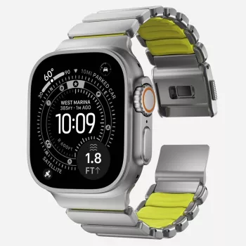NOMAD Stratos Band - Titanarmband für Apple Watch 49mm mit FKM (Natural Titanium, Volt FKM)