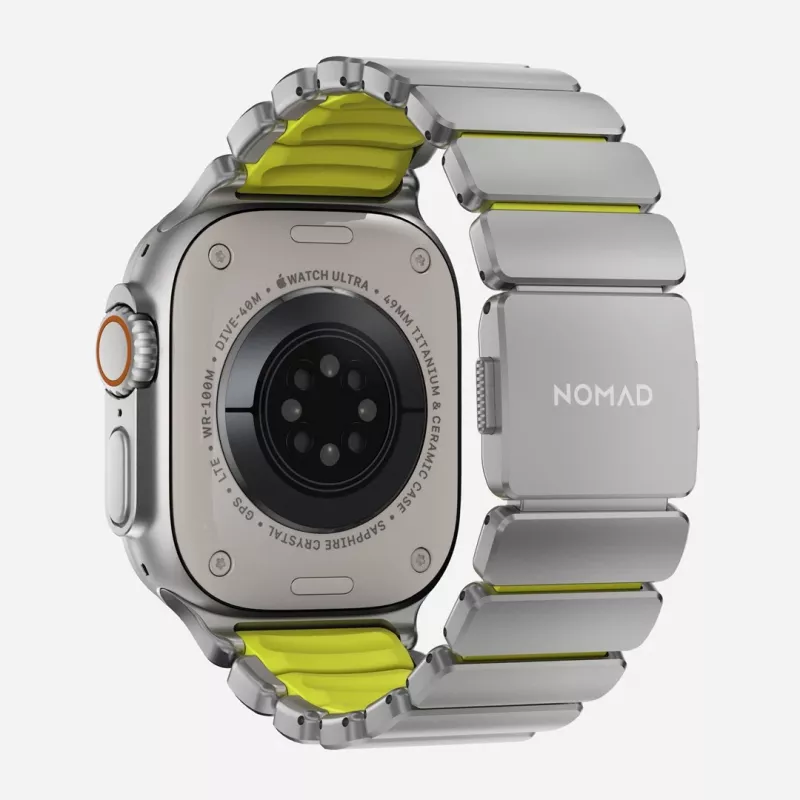 NOMAD Stratos Band - Titanarmband für Apple Watch 49mm mit FKM (Natural Titanium, Volt FKM)