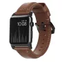 NOMAD Traditional Band - Horween Lederarmband für Apple Watch 46mm/49mm, Rustic Brown, Black Hardware