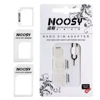 Noosy NS-SIM-WH SIM-Karten-Adapter-Kit Weiß (Nano/Micro zu Micro/Standard, 3 Adapter + Auswurfstift)