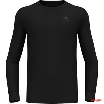 Odlo BL Top Crew Neck Long Sleeve Merino 200 Herren Baselayer-Shirt, Schwarz, Größe L