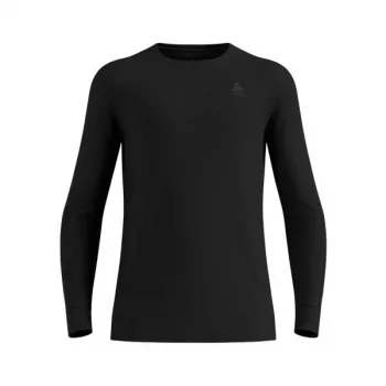 Odlo BL Top Herren Funktionsunterhemd mit Rundhalsausschnitt und langem Ärmel aus Merinowolle 260, Schwarz, Größe L