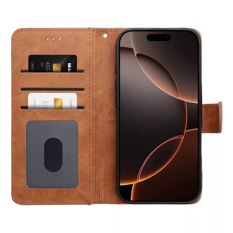 OEM Flip Case für iPhone 16 Pro Max Jeans Book Blau