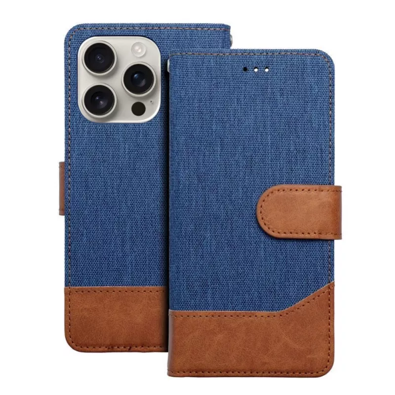 OEM Flip Case für iPhone 16 Pro Max Jeans Book Blau