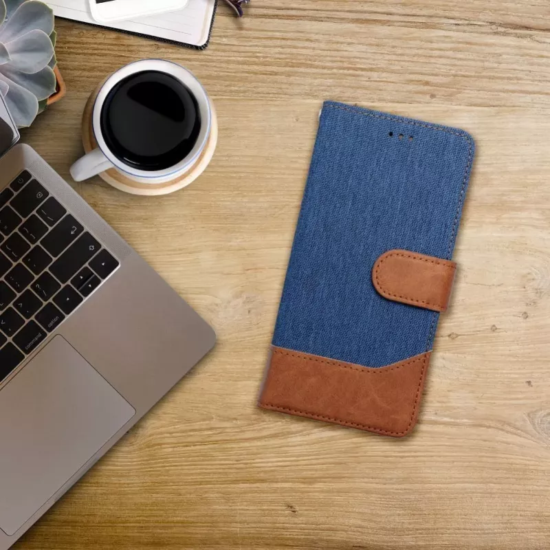 OEM Flip Case für iPhone 16 Pro Max Jeans Book Blau