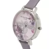 Olivia Burton Enchanted Garden Damenuhr OB16EM05 - 38 mm Roségold-Edelstahlgehäuse, weißes Blumen-Zifferblatt, minkgraues Lederarmband