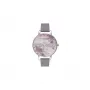 Olivia Burton Enchanted Garden Damenuhr OB16EM05 - 38 mm Roségold-Edelstahlgehäuse, weißes Blumen-Zifferblatt, minkgraues Lederarmband