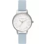 Olivia Burton Damen-Abstract-Floral-Uhr OB16AR03 30 mm Roségold Edelstahl Graues Leder