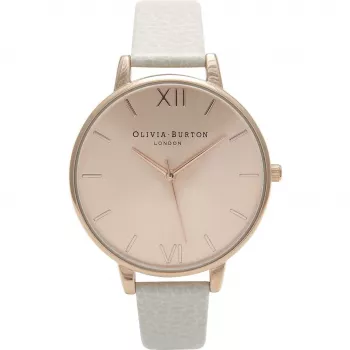 Olivia Burton Damenuhr Big Dial Quarz OB13BD11 - 38mm Roségold & Graues Leder