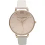 Olivia Burton Damenuhr Big Dial Quarz OB13BD11 - 38mm Roségold & Graues Leder