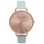 OLIVIA BURTON Damenuhr Big Dial OB15BD75 38mm Roségoldfarbenes Edelstahlgehäuse Graues Lederarmband