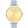 Olivia Burton Damenuhr Big Dial OB16BD111 - 38 mm Roségold-Ton Edelstahlgehäuse, graues Lederarmband