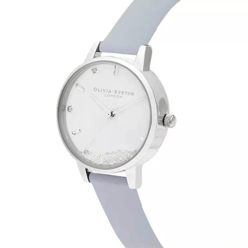 Olivia Burton Damenuhr Celestial OB16SG07 - 30mm Gehäuse aus roségoldfarbenem Edelstahl, graues Lederarmband