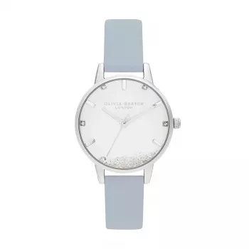 Olivia Burton Damenuhr Celestial OB16SG07 - 30mm Gehäuse aus roségoldfarbenem Edelstahl, graues Lederarmband