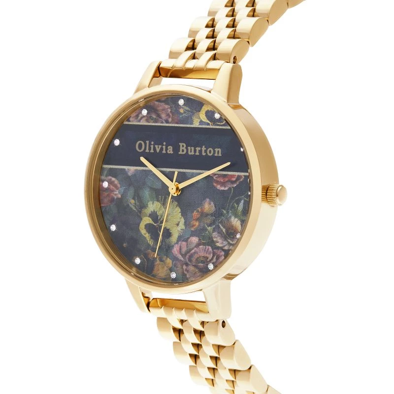 Olivia Burton Damenuhr Celestial OB16VS01 34mm Roségold PVD Edelstahlgehäuse Schwarzes Lederarmband