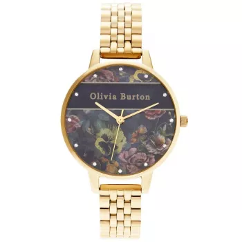 Olivia Burton Damenuhr Celestial OB16VS01 34mm Roségold PVD Edelstahlgehäuse Schwarzes Lederarmband