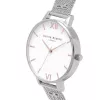 Olivia Burton Damenuhr Enchanted Garden OB16ES10 - 38mm Roségold-Edelstahlgehäuse, weißes Blumenzifferblatt, graues Lederarmband