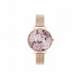 Olivia Burton Damenuhr Lucky Bee OB16LP01 - 34mm Roségold-Gehäuse, weißes Zifferblatt, graues Lederarmband