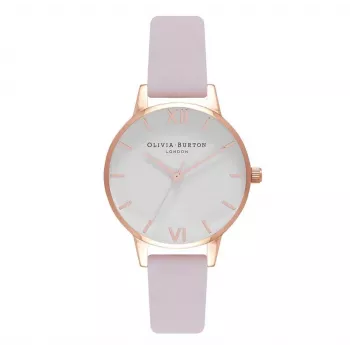 OLIVIA BURTON Damenuhr Midi Dial OB16MDW36 - 30mm Edelstahlgehäuse, graues Lederarmband, Quarzwerk
