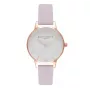 OLIVIA BURTON Damenuhr Midi Dial OB16MDW36 - 30mm Edelstahlgehäuse, graues Lederarmband, Quarzwerk