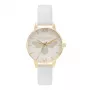 Olivia Burton Damenuhr OB16FB24 - 30mm weißes Blumenzifferblatt, roséfarbenes Lederarmband