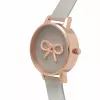 Olivia Burton Damenuhr OB16VB04 Roségold Edelstahl mit weißem Zifferblatt und grauem veganem Lederarmband