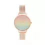 OLIVIA BURTON Damenuhr Rainbow Bee OB16RB18 - 34mm Edelstahlgehäuse, graues Lederarmband, weißes Zifferblatt mit Regenbogenbienen-Motiv, Quarzwerk