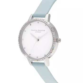 Olivia Burton Damenuhr Rainbow Bee OB16RB19 - 34mm Roségold & graues Leder