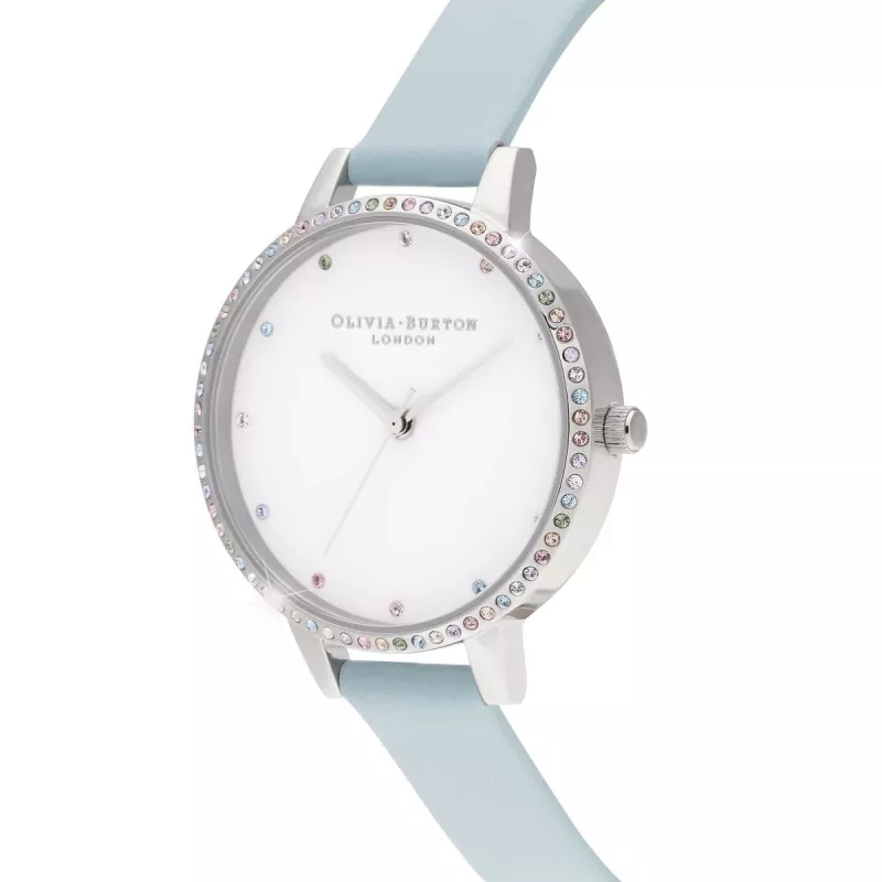 Olivia Burton Damenuhr Rainbow Bee OB16RB19 - 34mm Roségold & graues Leder