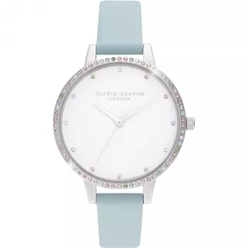 Olivia Burton Damenuhr Rainbow Bee OB16RB19 - 34mm Roségold & graues Leder