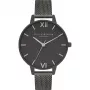 Olivia Burton Damenuhr Sparkle Bee OB16GD49 - 34 mm Quarz, weißes Zifferblatt, graues Lederarmband