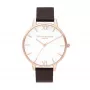 Olivia Burton Damenuhr Sparkle Bee OB16SH07 - 34 mm Roségoldfarbenes Edelstahlgehäuse, Weißes Perlmuttzifferblatt, Graues Lederarmband